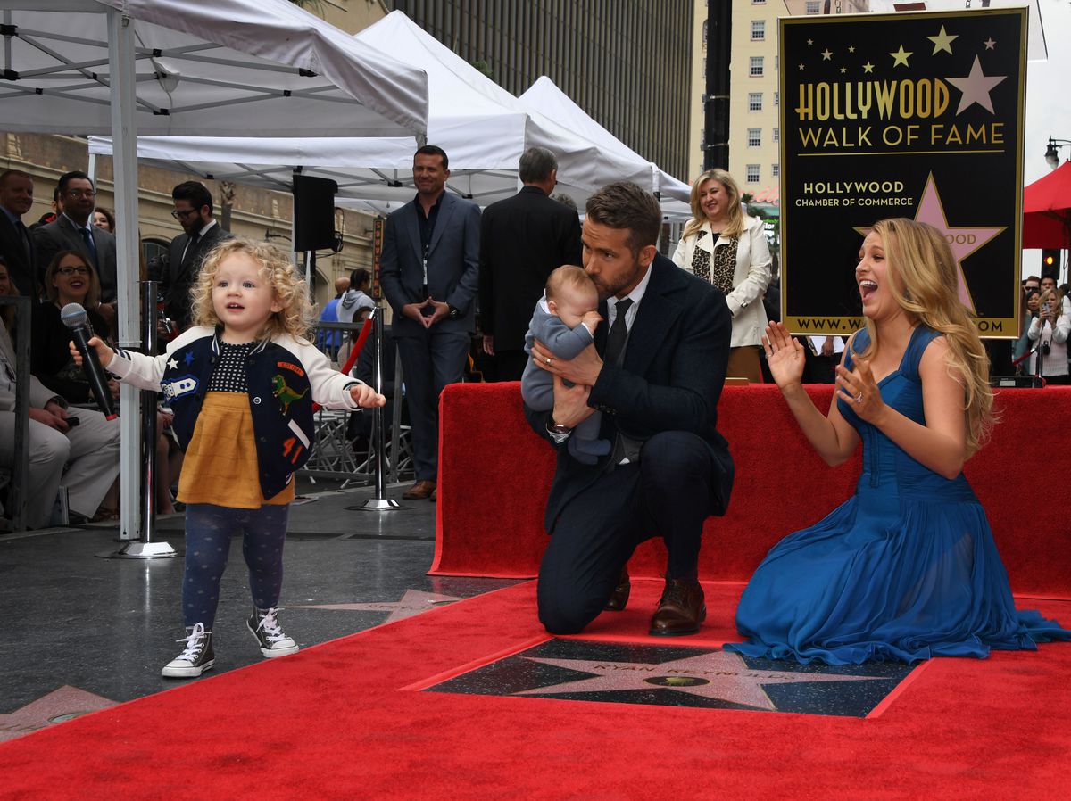 Blake Lively’s toddler daughter in a Coach jacket on a red carpet