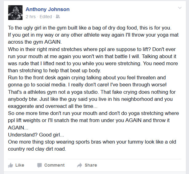 Anthony Johnson facebook rant