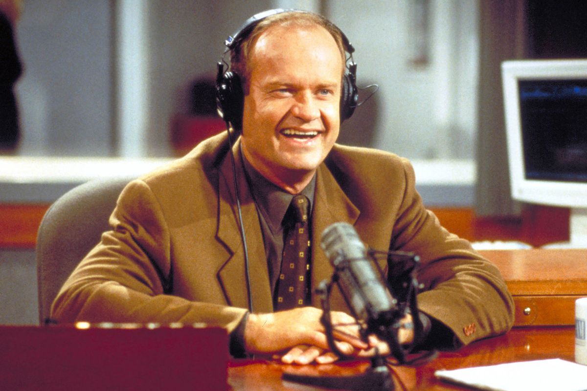 Dr. Frasier Crane, looking chuffed to bits at the revelation that peacock is free