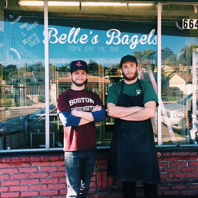 Nick Schreiber and J.D. Rocchio, owners of Belle’s Bagels in Highland Park.