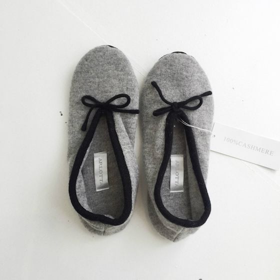 cashmere ballet slippers with a bow