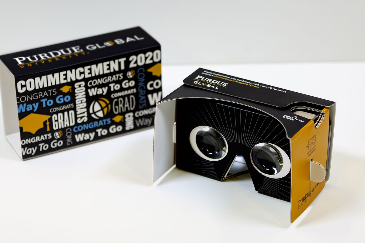 Purdue Global virtual reality commencement headset
