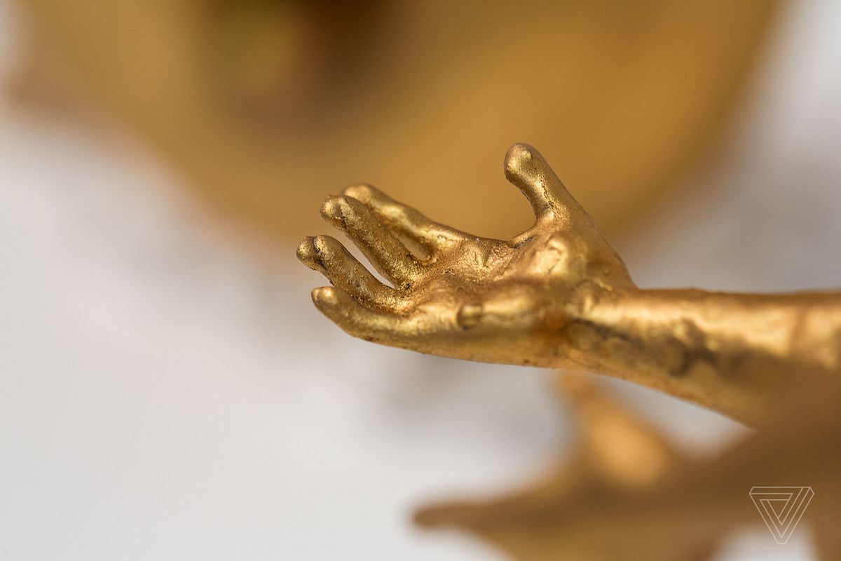 Detail of Morehshin Allahyari’s Ya’Jooj Ma’Jooj sculpture. The figure is part of the project, She Who See's The Unknown which "recontextualizes goddesses and female Jinn of Persian and Arabic origin" and "explores ancient myths as they relate to digital c