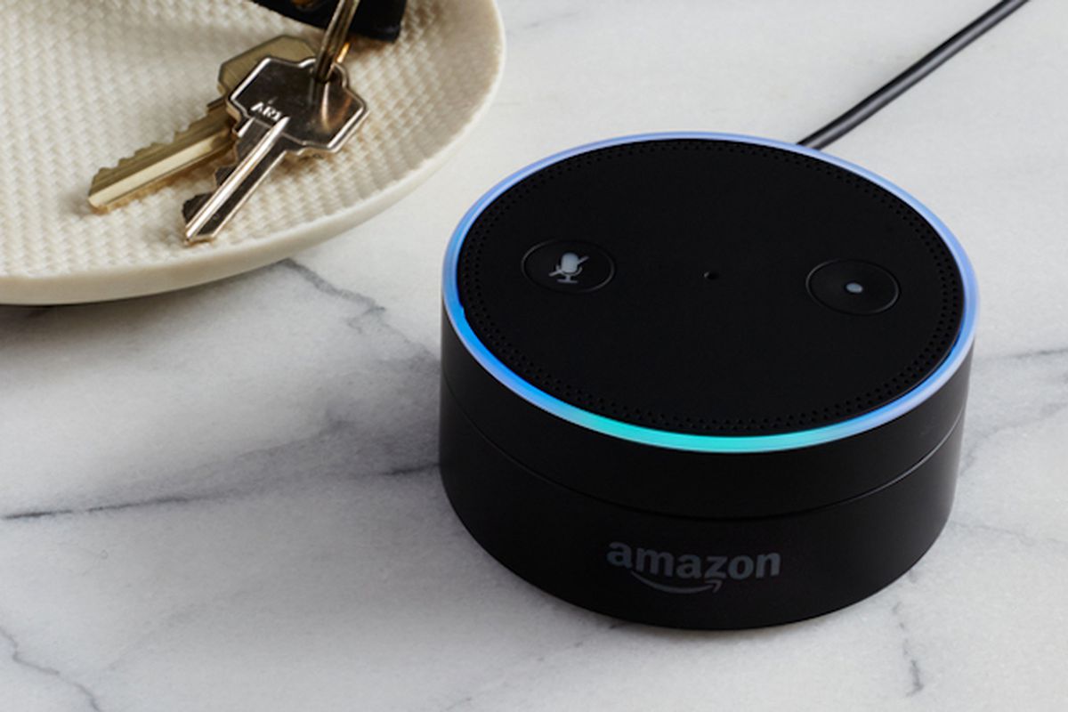 An Amazon Echo dot device