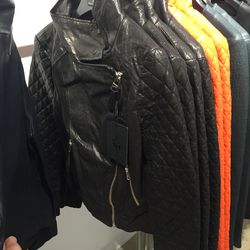 Jimmie leather jacket in black, $300 (was $795)