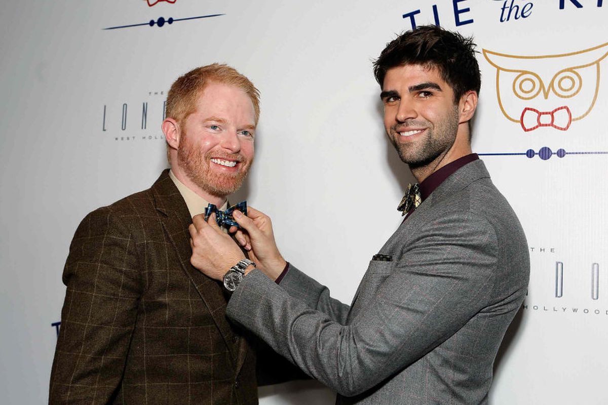 Jesse Tyler Ferguson and his fiance at their launch event last night. Photo via Getty.