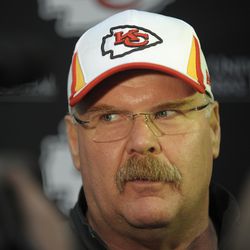 Kansas City Chiefs head coach Andy Reid speaks to media after the rookie mini camp at the University of Kansas Hospital Training Complex.