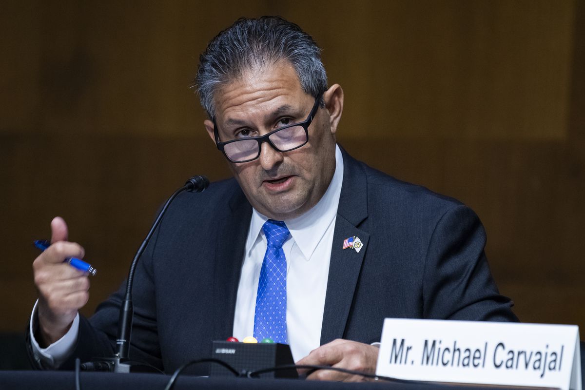 Michael Carvajal, director of the Federal Bureau of Prisons, testifies during a Senate Judiciary Committee hearing examining issues facing prisons and jails during the coronavirus pandemic on Capitol Hill in Washington, on June 2, 2020. 