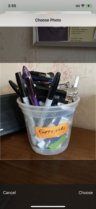 Photo of jar with pens highlighted for icon creation.