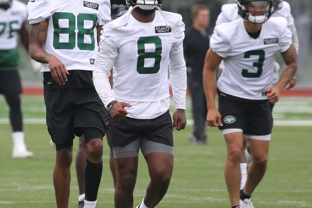 Wide receiver Elijah Moore participates in practice as the New York Jets held OTA’s this morning at their practice facility in Florham Park, NJ on June 4, 2021. The New York Jets Held Ota S This Morning At Their Practice Facility In Florham Park Nj On June 4 2021