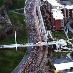 Runners start the Salt Lake City Marathon, Saturday, April 20, 2013.