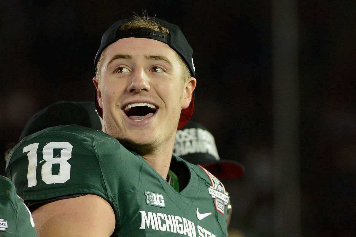 Connor Cook, after being told he's getting paid to work all those camps in East Lansing this summer.