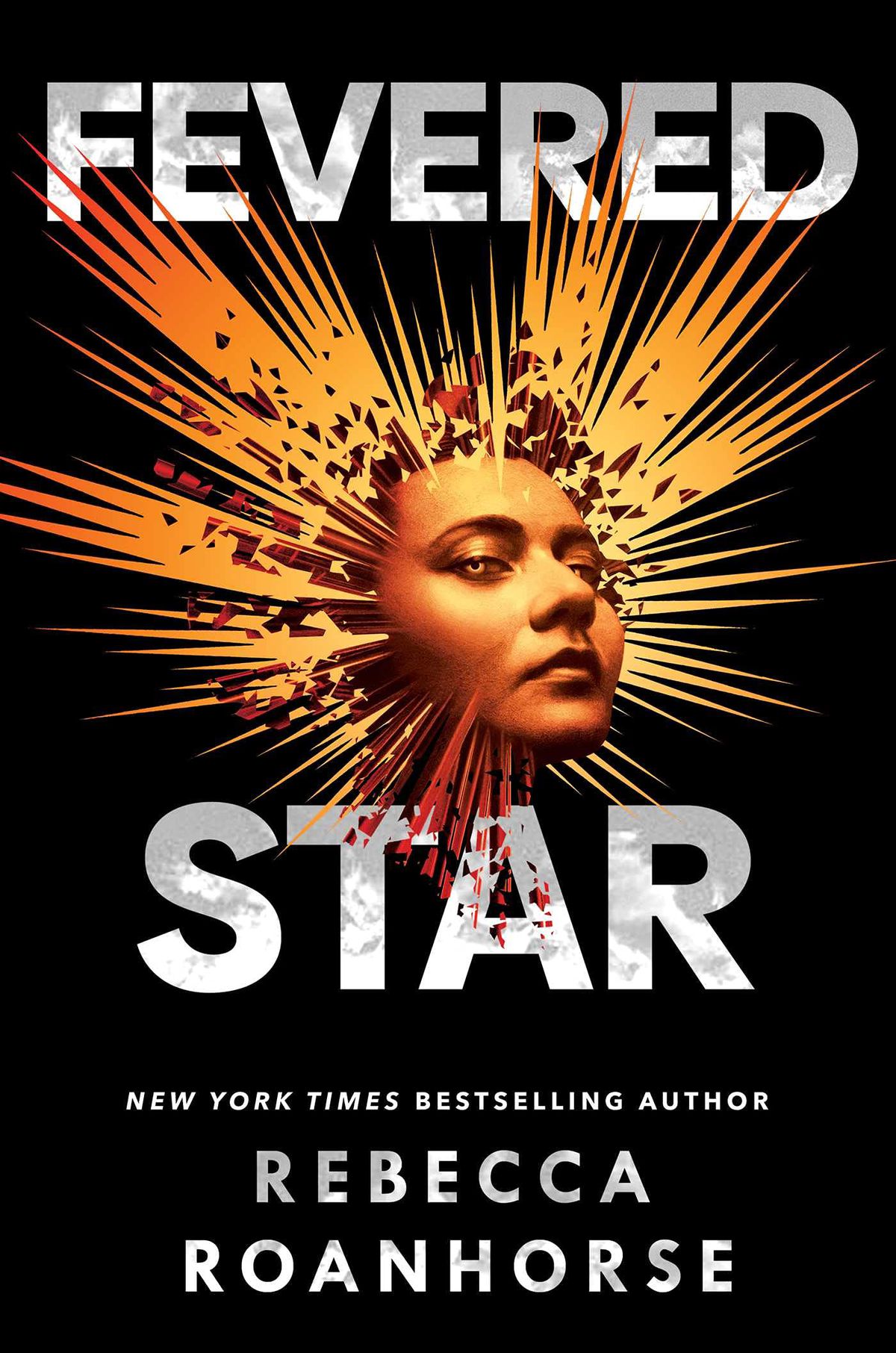 The cover for Fevered Star showing an illustration of a woman in the middle of a starburst