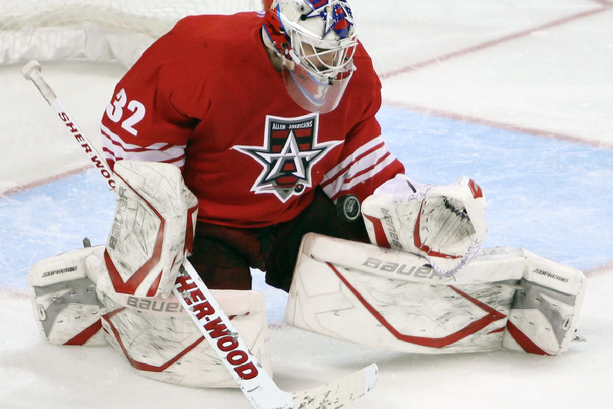 Allen Americans goaltender Rejean Beauchemin is one of the top goalies in the Central Hockey League, posting some amazing numbers and even back to back shutouts. (Photo courtesy CHL Photos blog www.chlphotos.com)