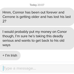 He may as well have stopped and ended at “+ I’m Irish”. He must have missed that McGregor also lost his last two competitions as well. 
