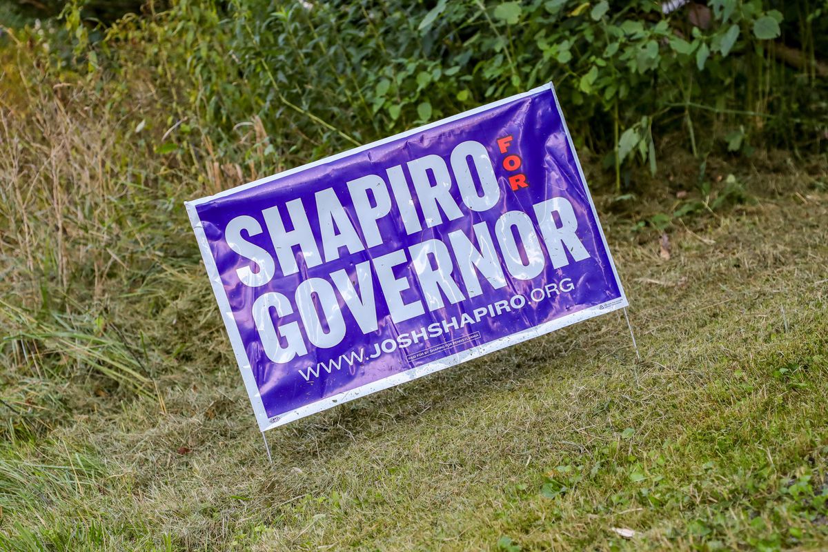 A yard sign in support of Josh Shapiro is seen in Rush...