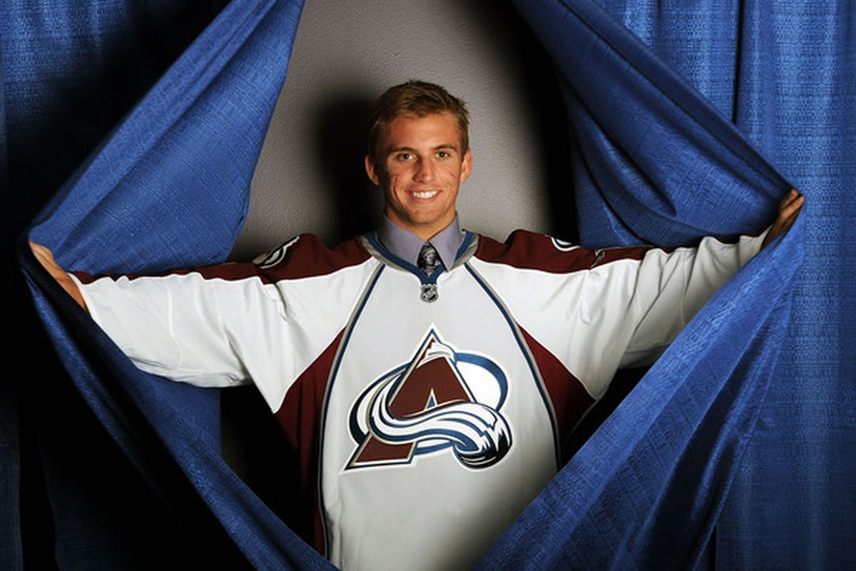 LOS ANGELES, CA - JUNE 26:  Luke Moffatt, drafted in the seventh round by the Colorado Avalanche, poses for a portrait during the 2010 NHL Entry Draft at Staples Center on June 26, 2010 in Los Angeles, California.  (Photo by Harry How/Getty Images)