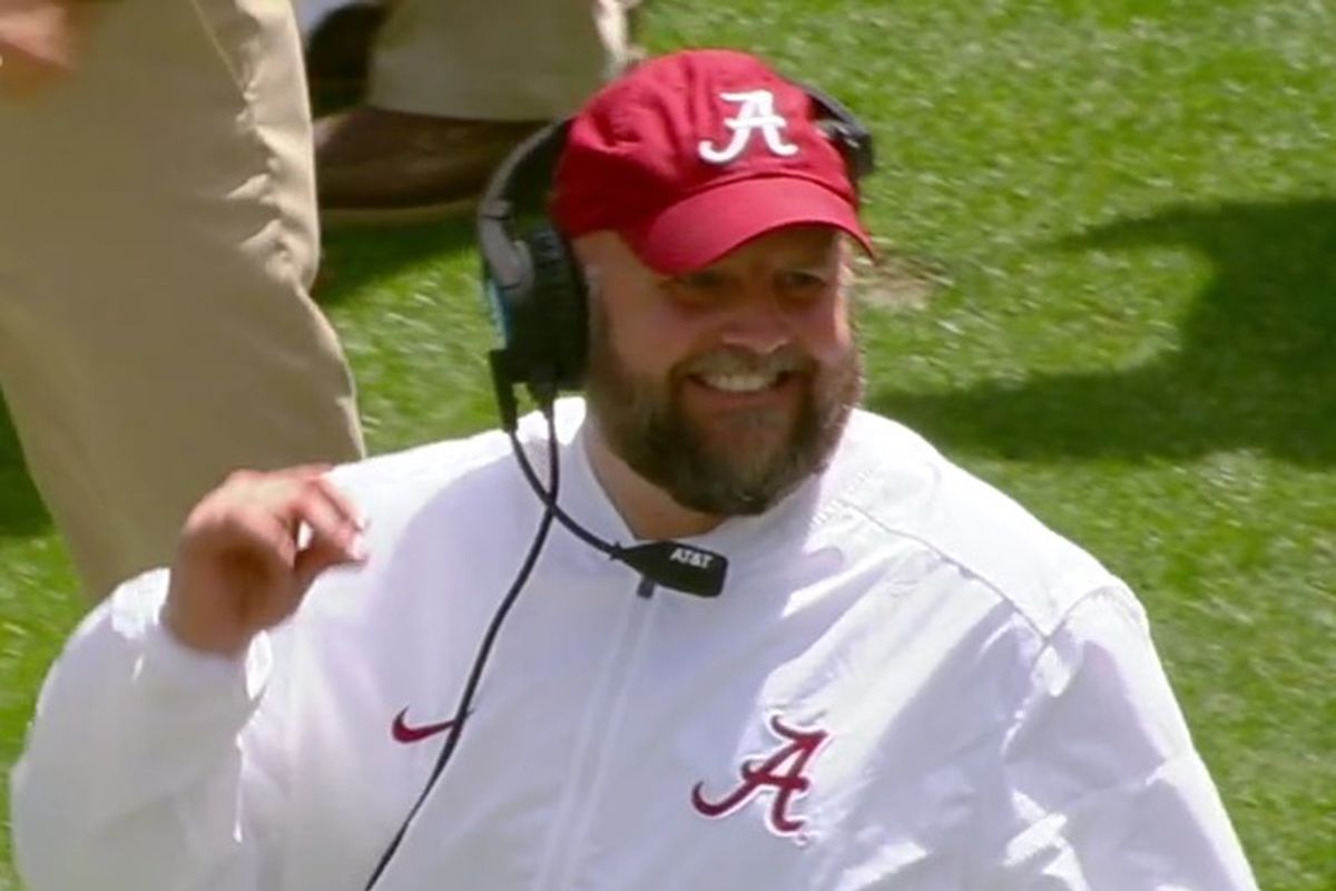 Brian Daboll is all smiles at Alabama’s 2017 A-Day Game.