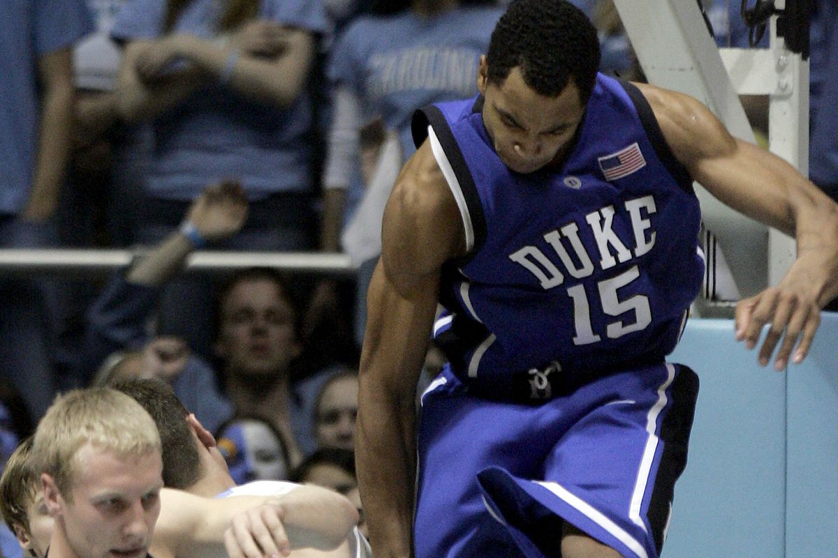 Duke’s Gerald Henderson (15) was ejected from the game after