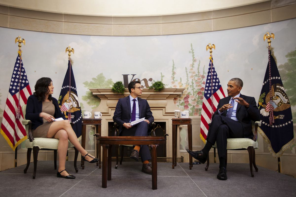 President Obama being interviewed by Vox’s Ezra Klein and Sarah Kliff on January 6, 2017.