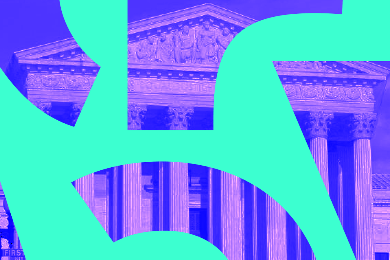 The Verge’s logo over a photograph of the Supreme Court