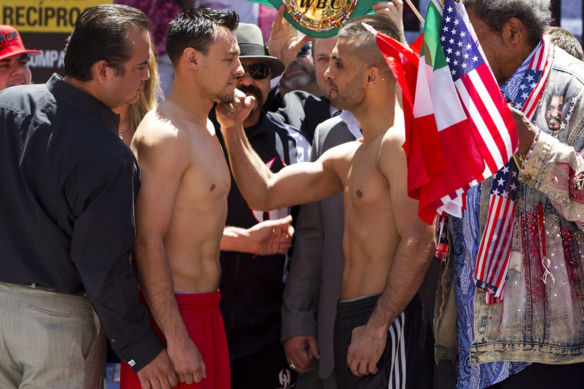 Robert Guerrero and Selcuk Aydin really will come to blows tonight on Showtime. (Photo by Esther Lin/Showtime)