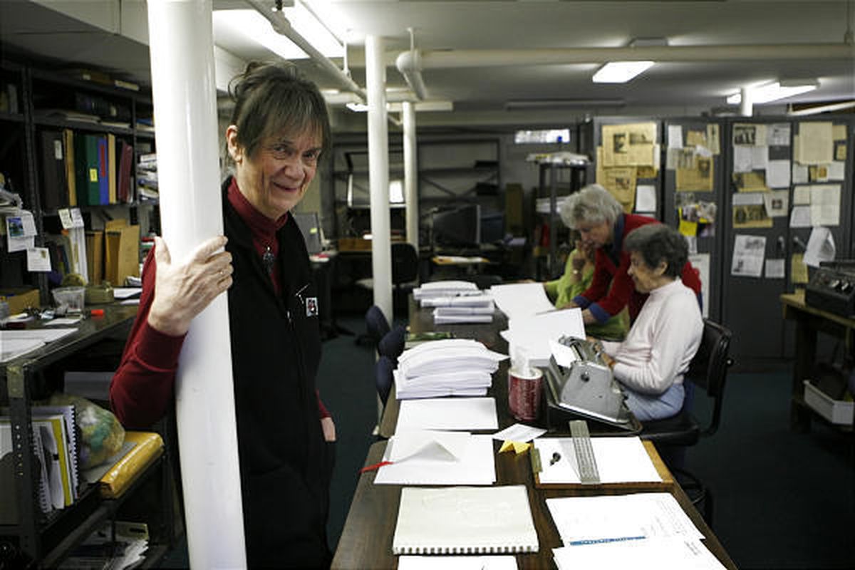 Micki McCabe, director of the Connecticut Braille Association, gets volunteer help translating books, most textbooks, into Braille, January 26, 2010, in Westport, Connecticut.