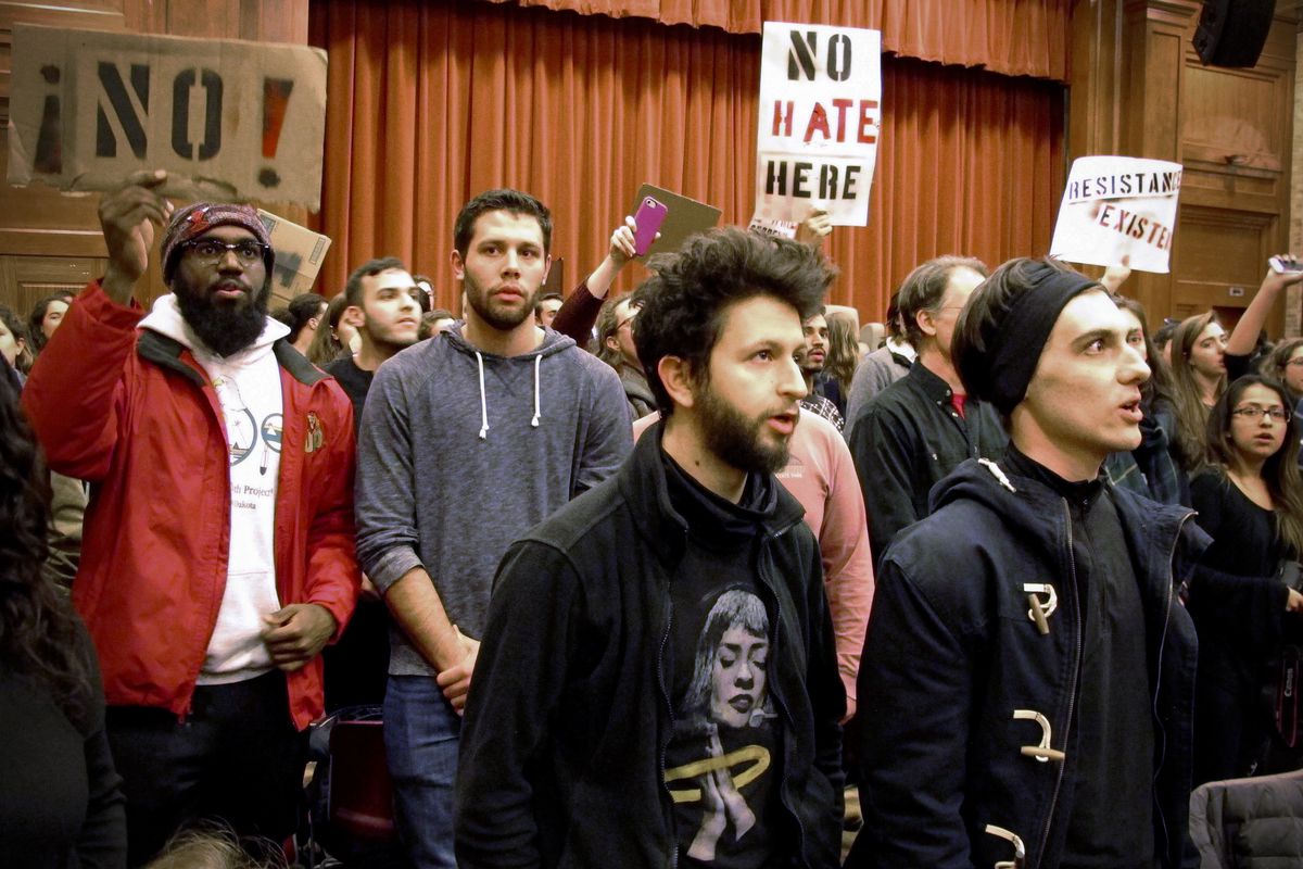 Hundreds of Middlebury University college students protested Charles Murray’s lecture on March 12, 2017, forcing the college to move his talk to an undisclosed campus location.