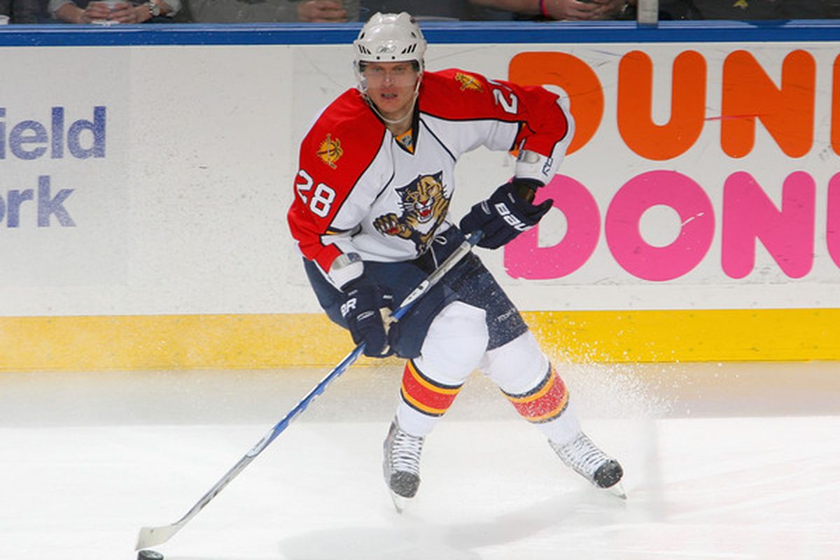 BUFFALO, NY - MARCH 31: Kamil Kreps #28 of the Florida Panthers skates against the Buffalo Sabres  at HSBC Arena on March 31, 2010 in Buffalo, New York.  (Photo by Rick Stewart/Getty Images)