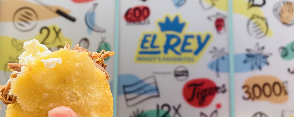 A mini arepa, available at El Rey, Miguel Cabrera’s new pop-up restaurant in downtown Detroit.