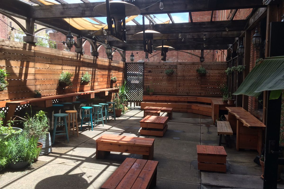 The patio at the Lede