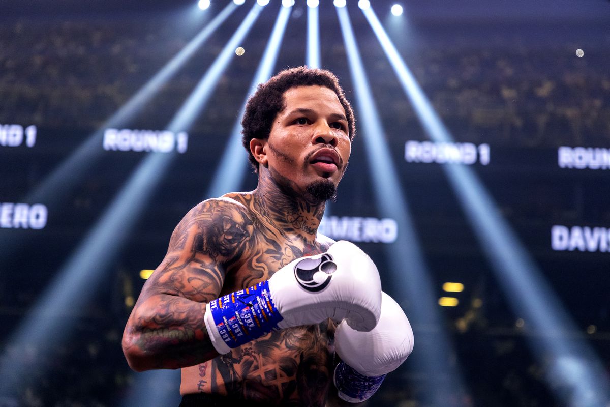 Gervonta Davis in action against Rolando Romero during their fight for Davis’ WBA World lightweight title at Barclays Center on May 28, 2022 in Brooklyn, New York.