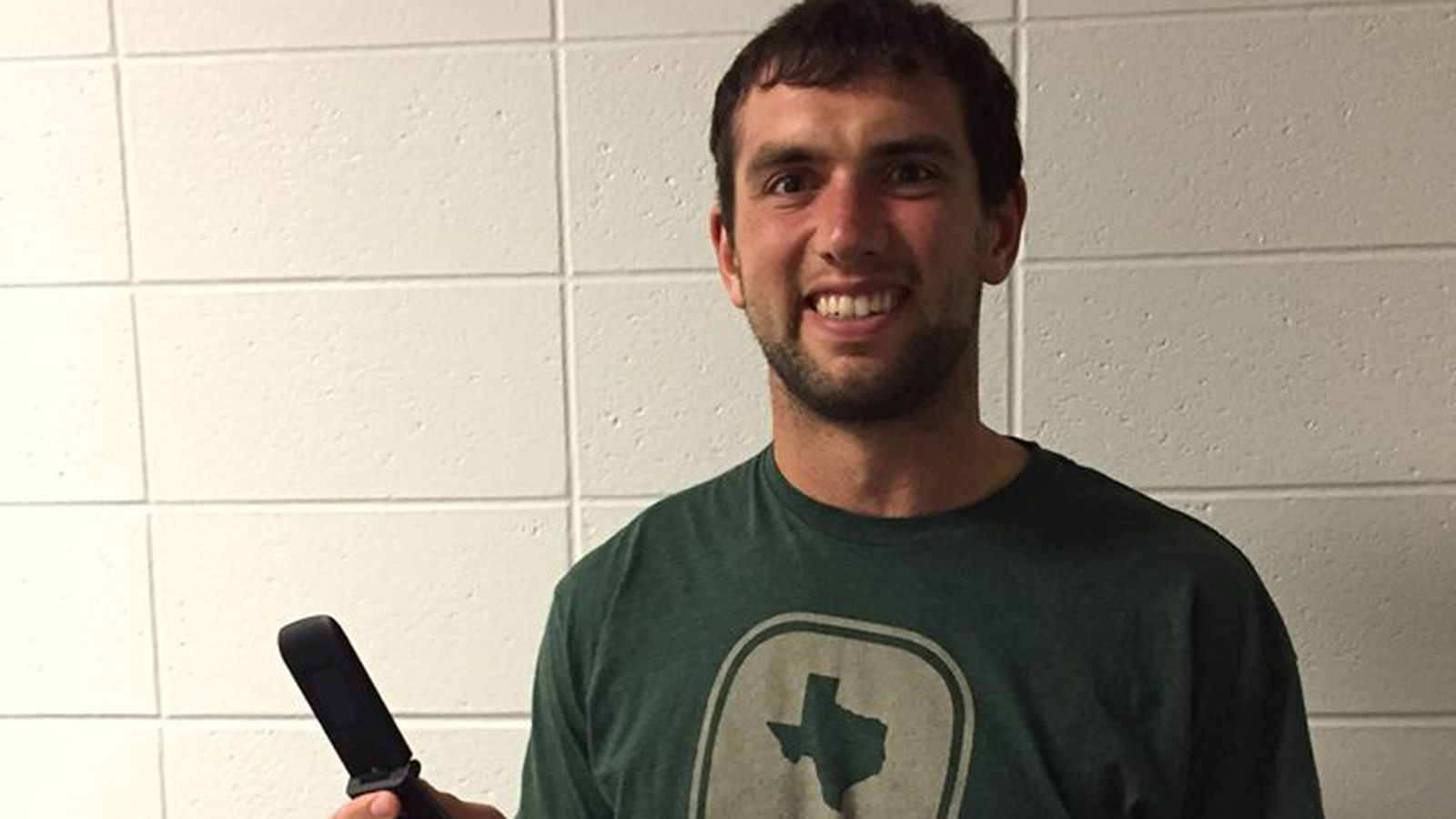 Andrew Luck still uses a flip phone, but this one's new.