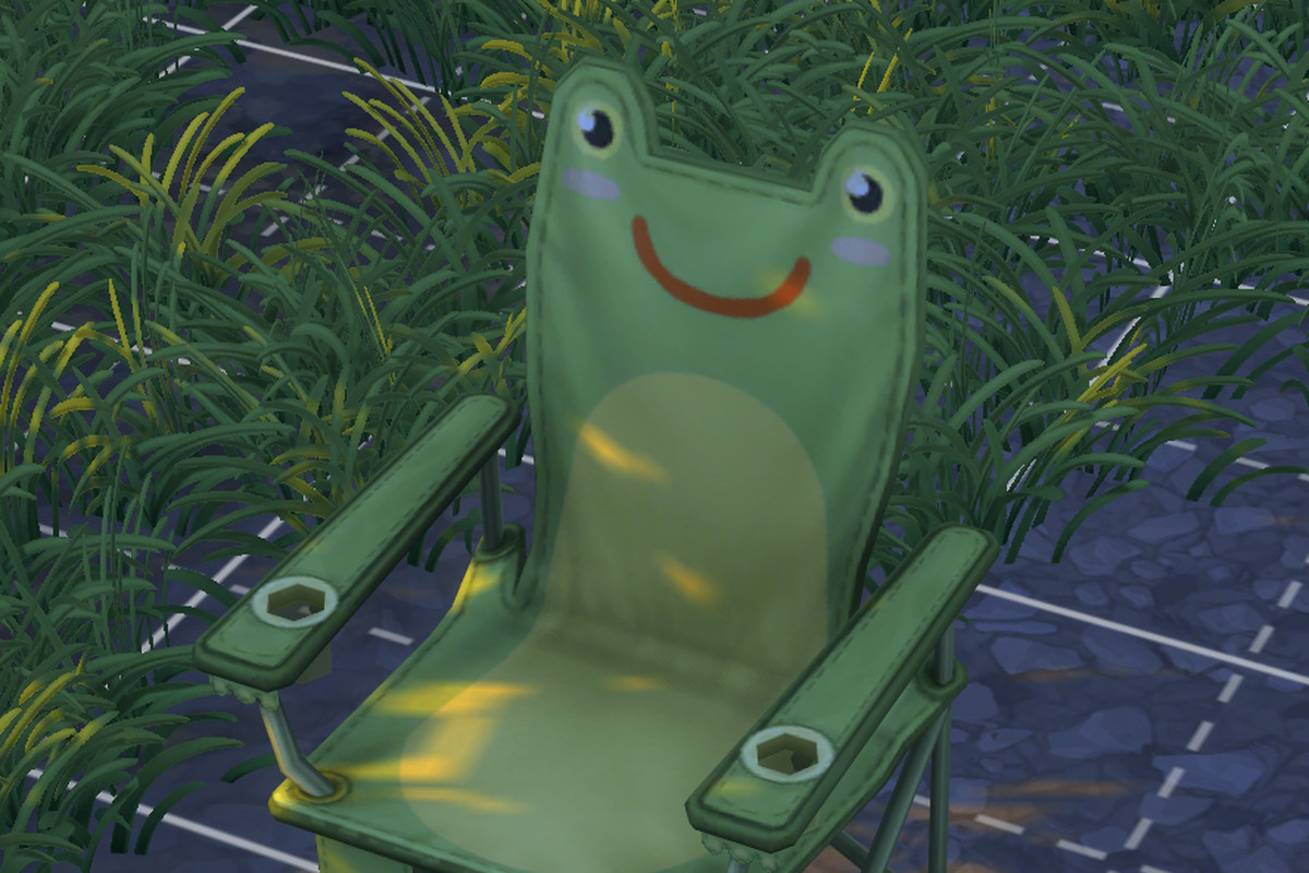 A frog chair in The Sims 4