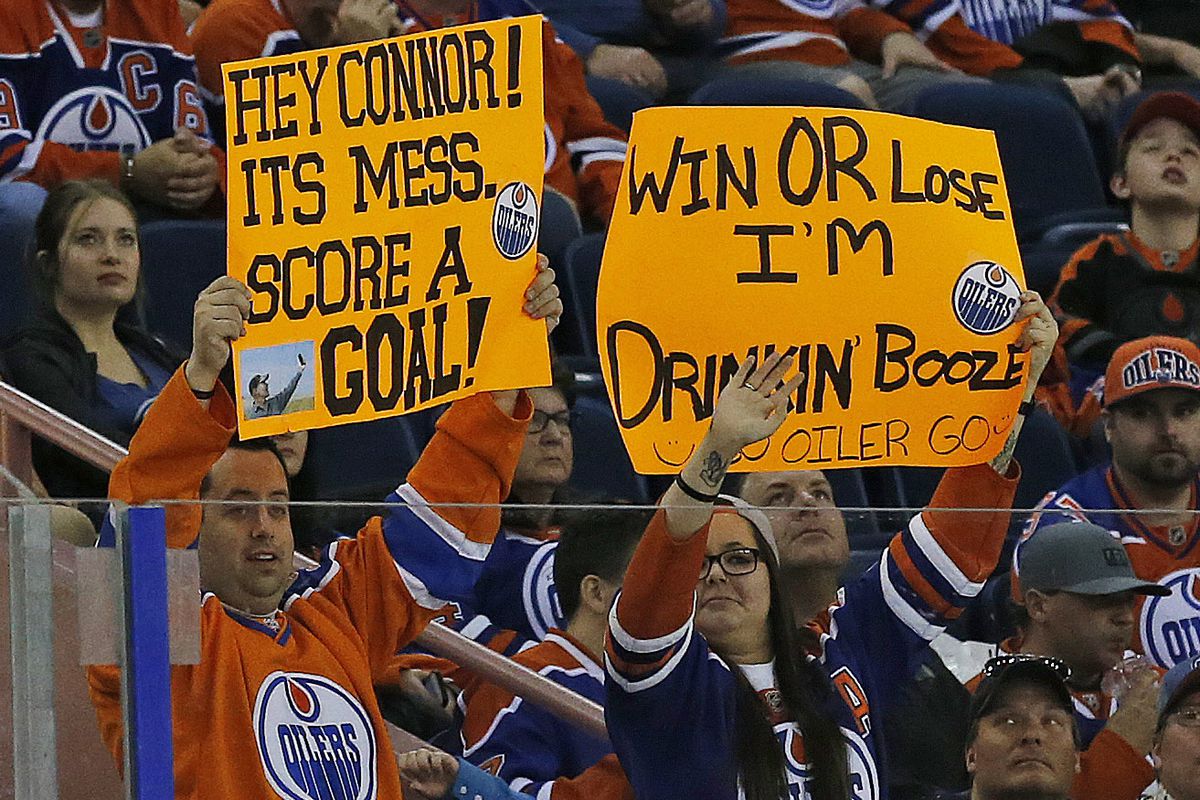 Oilers fans are always impressive with their quick wit and classy signs. 