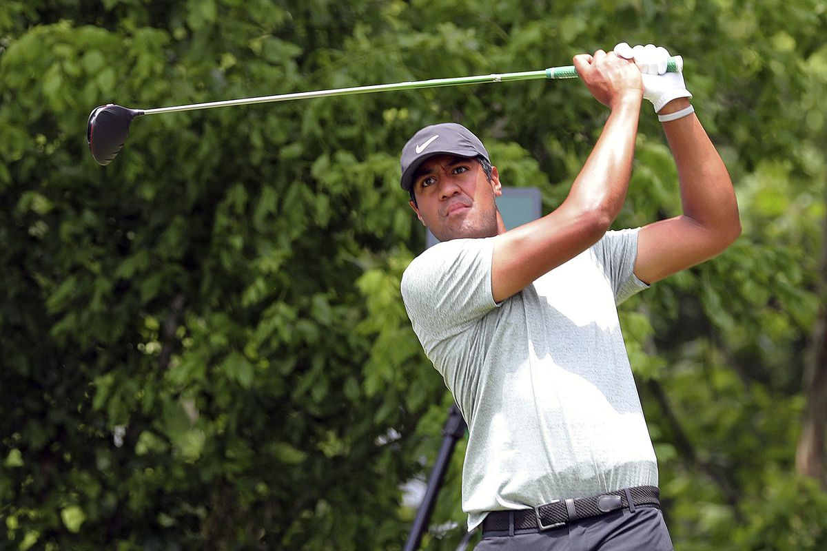 Tony Finau hits off the sixth tee in the final round of the Charles Schwab Challenge golf tournament Sunday, May 26, 2019 in Fort Worth, Texas.