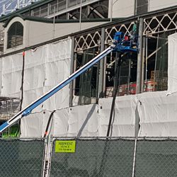 Work on steel on west side of ballpark -