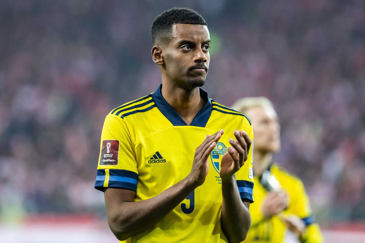 Alexander Isak of Sweden claps after the 2022 FIFA World Cup...