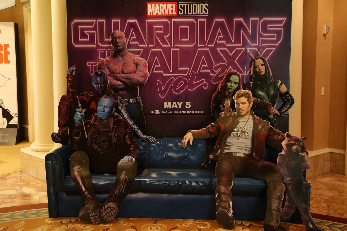 LAS VEGAS, NV - MARCH 27: An advertisement for the upcoming movie "Guardians of the Galaxy Vol. 2" is displayed at CinemaCon at Caesars Palace on March 27, 2017 in Las Vegas, United States.  