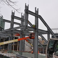 Another view of the left-field bleacher steel supports - 