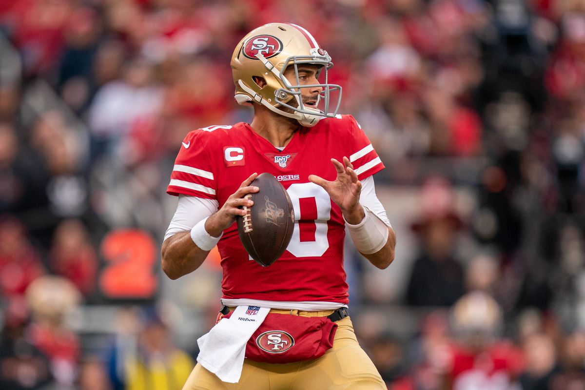 San Francisco 49ers quarterback Jimmy Garoppolo during the first quarter in the NFC Championship Game against the Green Bay Packers at Levi’s Stadium.&nbsp;