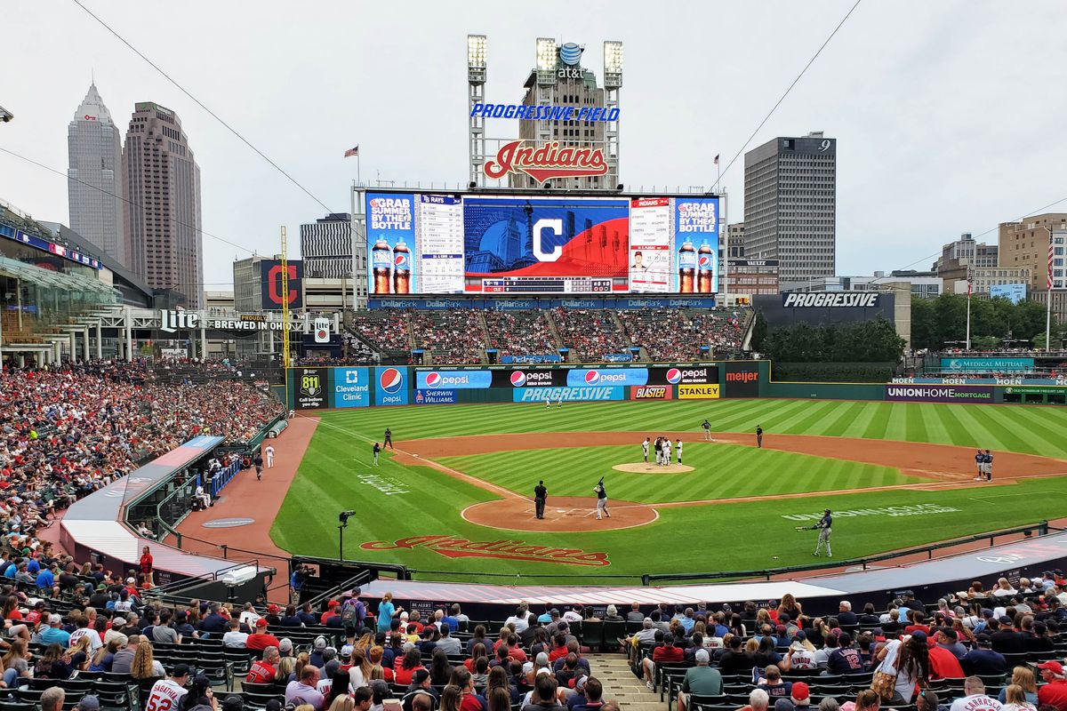 A general view of Progressive Field during a game between the Cleveland Indians and the Tampa Bay Rays.