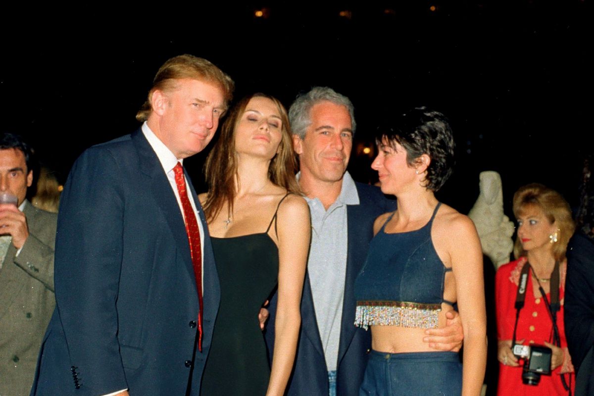 Jeffrey Epstein and his partner, Ghislaine Maxwell, with Donald and Melania Trump at Mar-a-Lago in 2000.