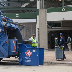1:29 p.m. Trash being removed at Gate A, which is behind Gate D - 