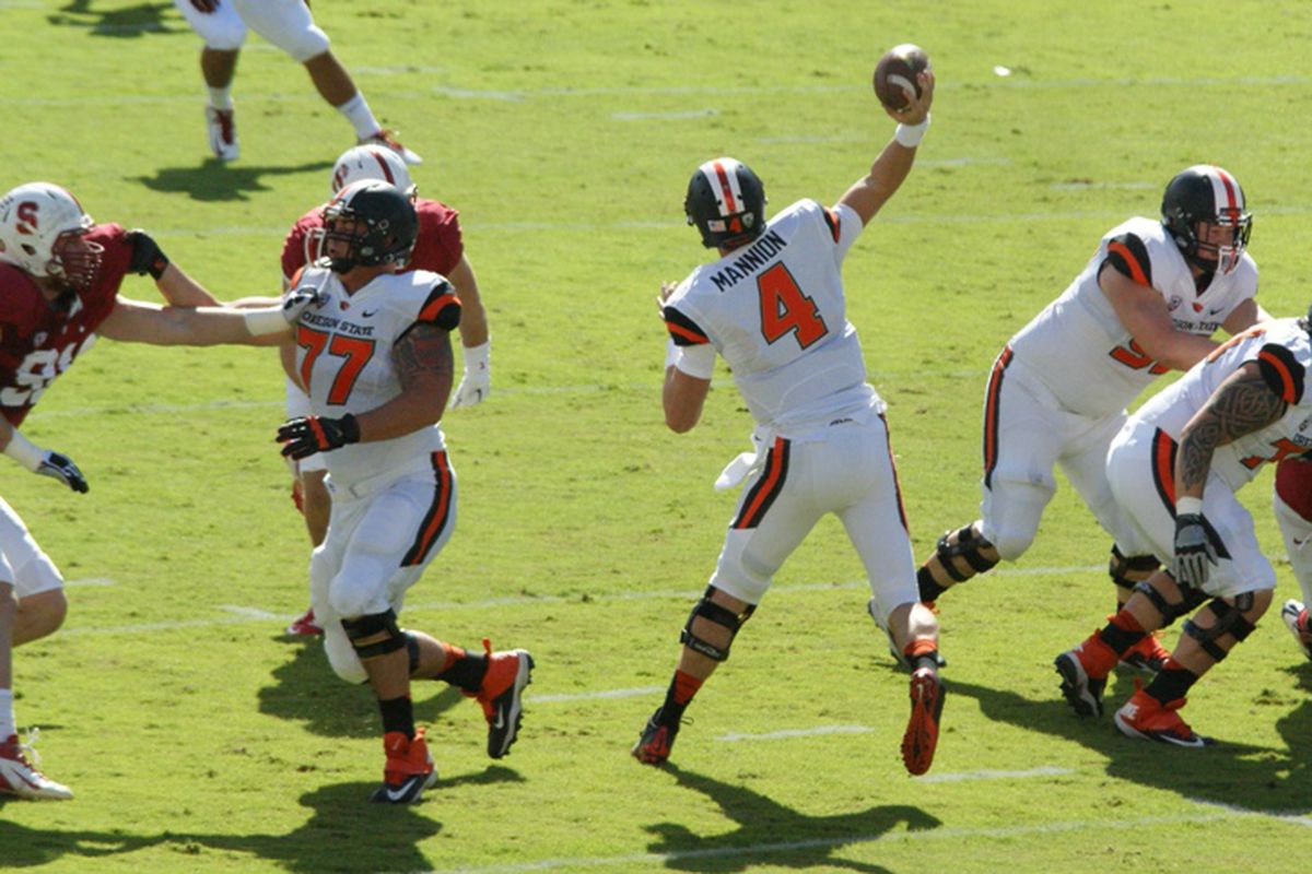 Oregon St. continues to search for a solution to protecting Sean Mannion.
