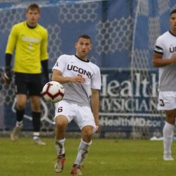 The SMU Mustangs take on the UConn Huskies in a men’s college soccer game at Morrone Stadium in Storrs, CT on October 28, 2018.