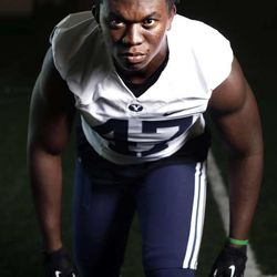 Ziggy Ansah, outside linebacker on BYU's football team, is photographed on Tuesday, August 7, 2012.