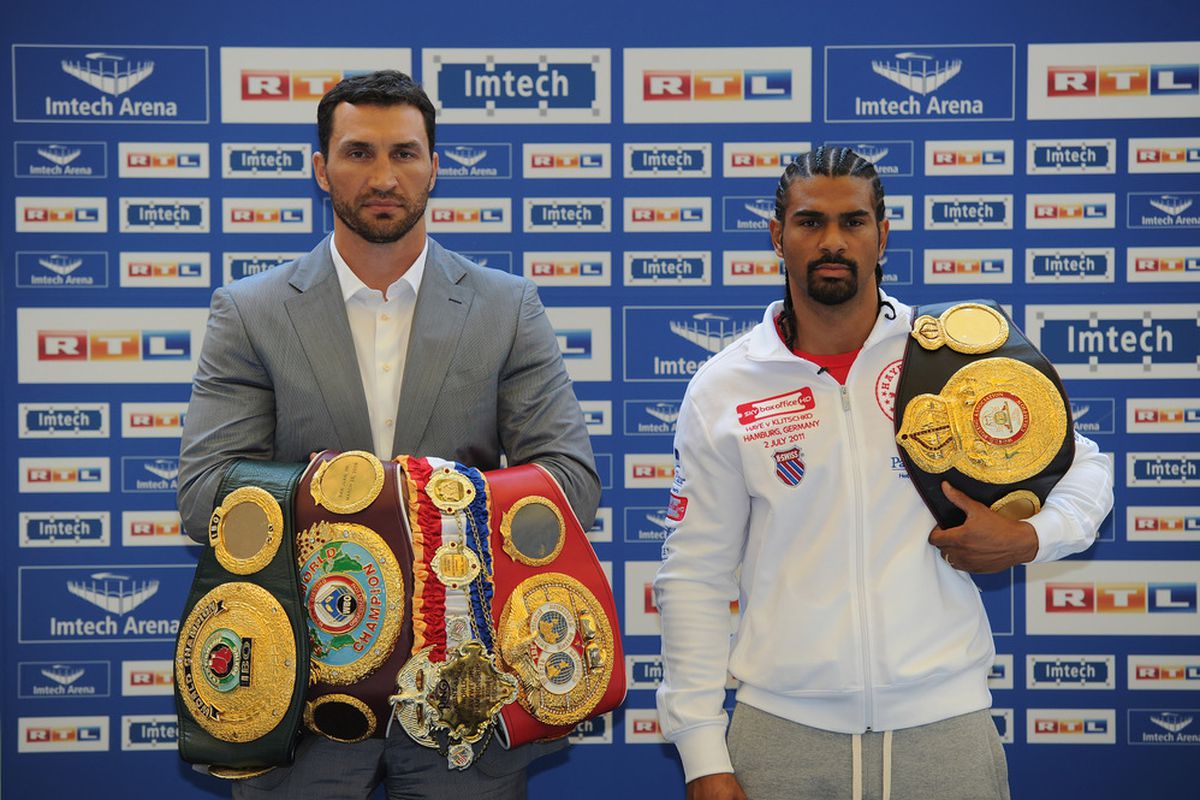 All of those belts are going home with someone on July 2. (Photo by Stuart Franklin/Bongarts/Getty Images)