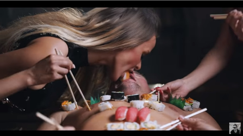 Everyone is having a fun naked Gronk sushi party when Mojo Rawley appears a...