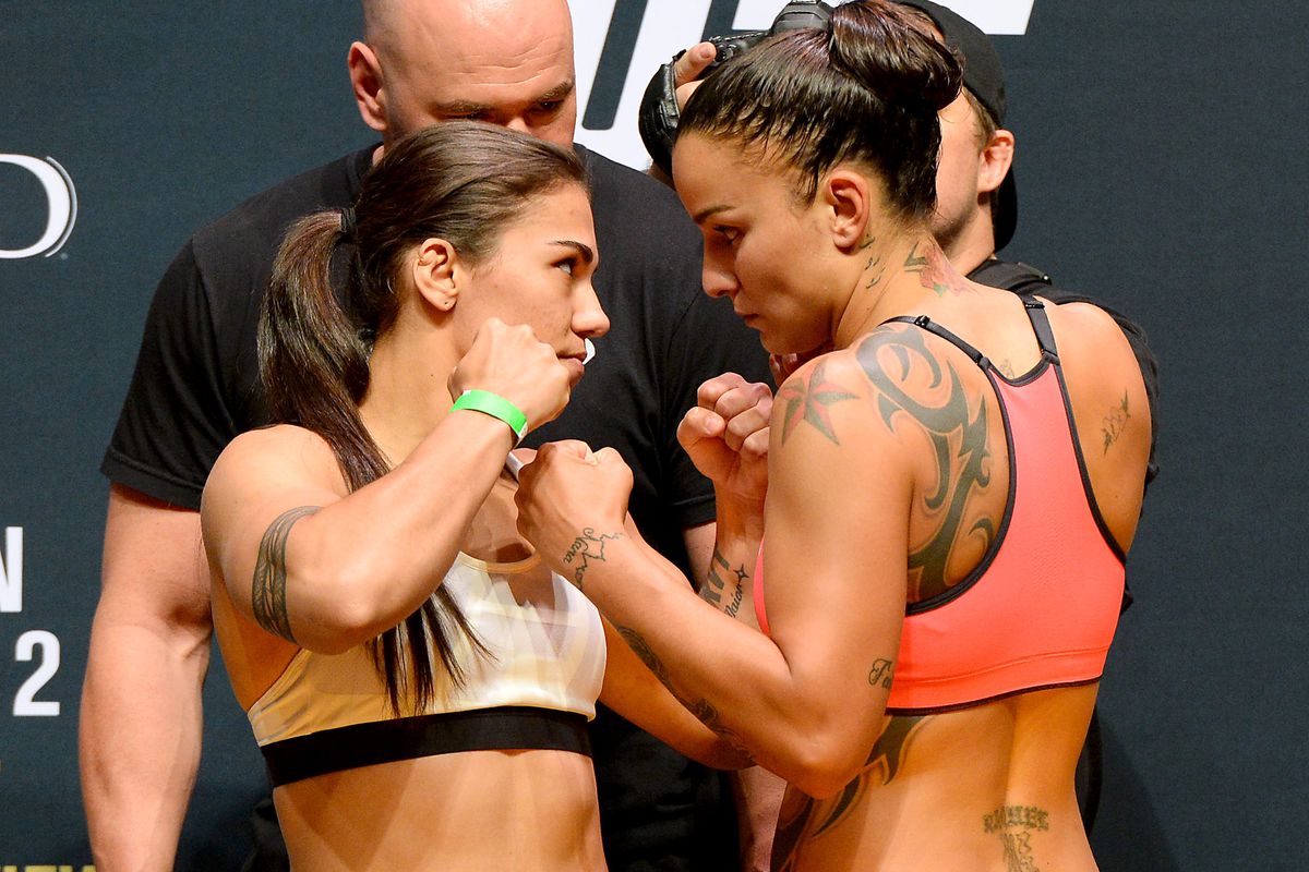 Jessica Andrade, left, and Raquel Pennington are out in MMA.